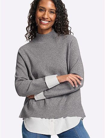 Pull en tricot fin aspect 2 en 1 - taille standard - helline