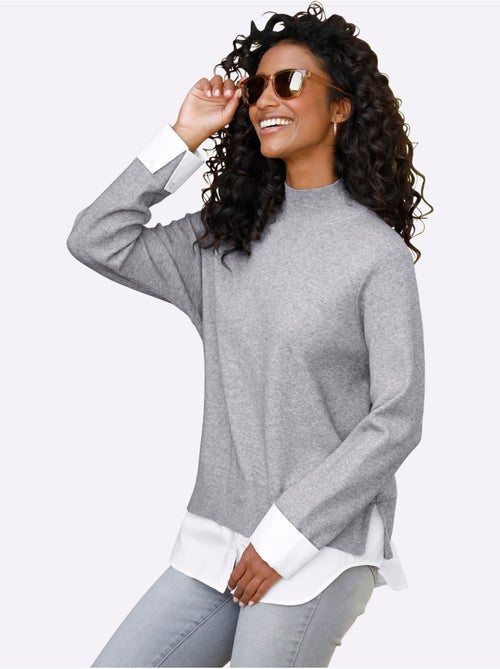 Pull en tricot fin aspect 2 en 1 - taille standard - helline - Kiabi