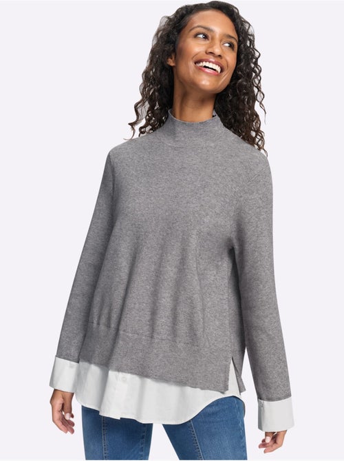 Pull en tricot fin aspect 2 en 1 - taille standard - helline - Kiabi