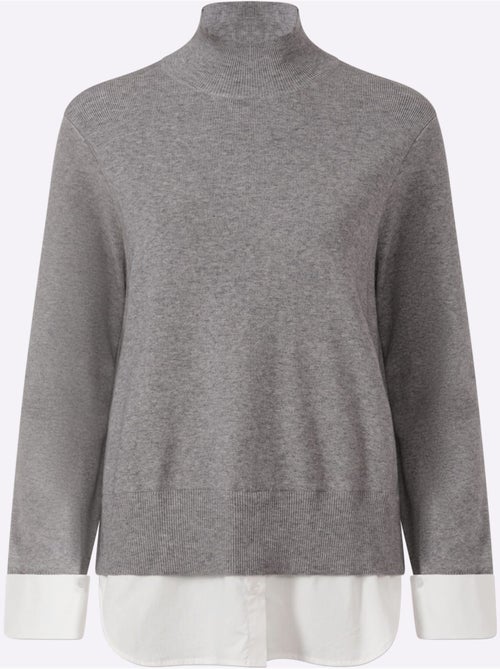 Pull en tricot fin aspect 2 en 1 - taille standard - helline - Kiabi