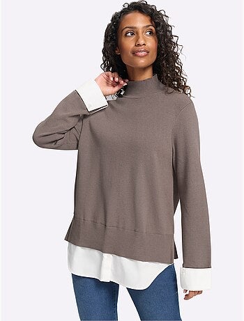 Pull en tricot fin aspect 2 en 1 - taille standard - helline