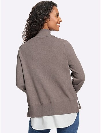 Pull en tricot fin aspect 2 en 1 - taille standard - helline