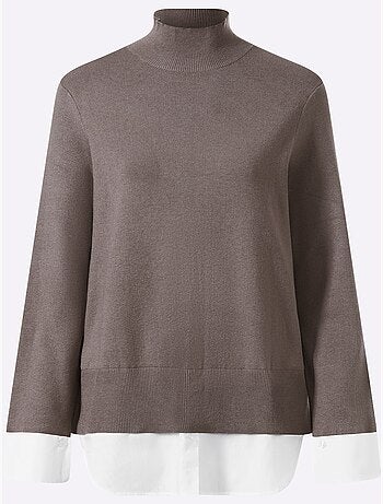 Pull en tricot fin aspect 2 en 1 - taille standard - helline