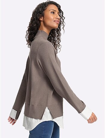 Pull en tricot fin aspect 2 en 1 - taille standard - helline