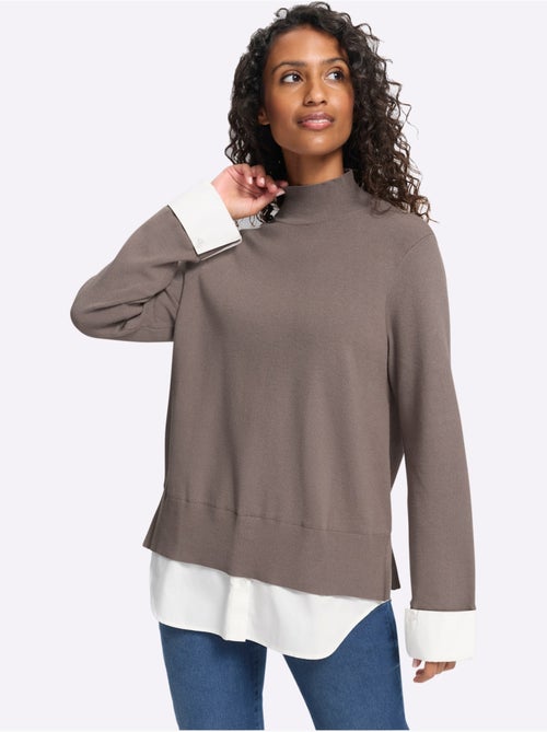 Pull en tricot fin aspect 2 en 1 - taille standard - helline - Kiabi
