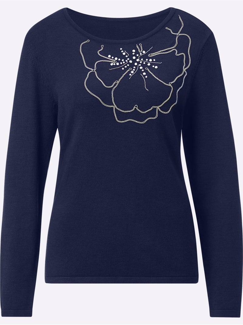 Pull En Tricot Fin Avec Viscose (ecovero) - Taille Standard - Helline Bleu marine - Kiabi