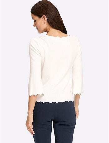 Pull En Tricot Fin Bords Ondulés élégants - Taille Standard - Helline