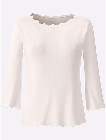 Pull En Tricot Fin Bords Ondulés élégants - Taille Standard - Helline