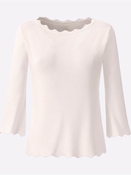 Pull En Tricot Fin Bords Ondulés élégants - Taille Standard - Helline - Kiabi