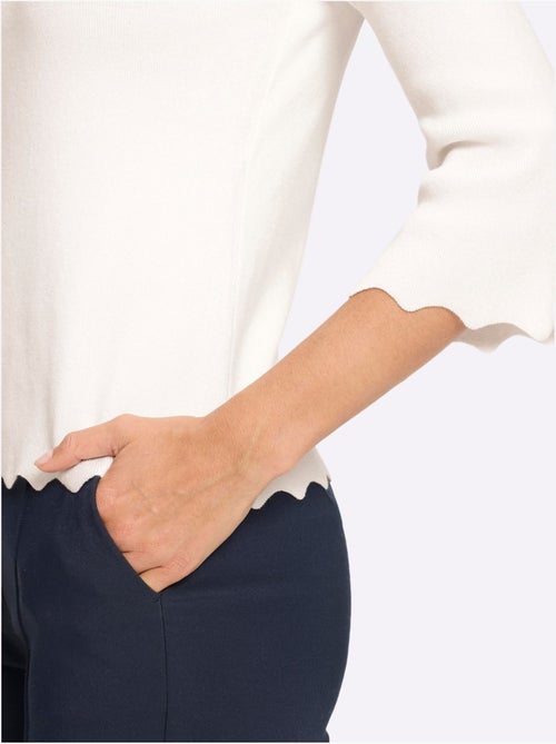 Pull En Tricot Fin Bords Ondulés élégants - Taille Standard - Helline - Kiabi