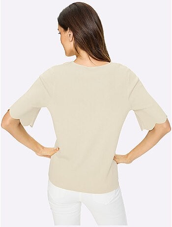 Pull En Tricot Fin Bords Ondulés élégants - Taille Standard - Helline