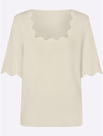 Pull En Tricot Fin Bords Ondulés élégants - Taille Standard - Helline