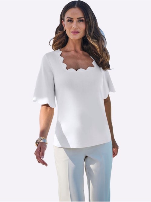 Pull En Tricot Fin Bords Ondulés élégants - Taille Standard - helline - Kiabi