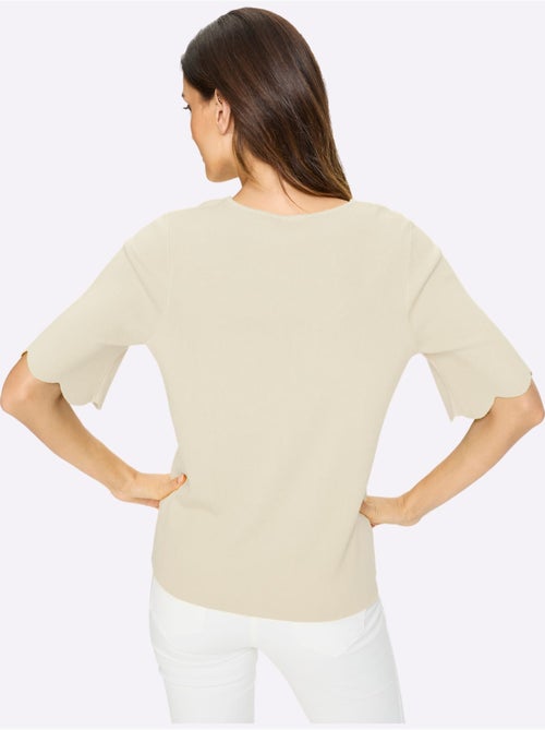 Pull En Tricot Fin Bords Ondulés élégants - Taille Standard - helline - Kiabi