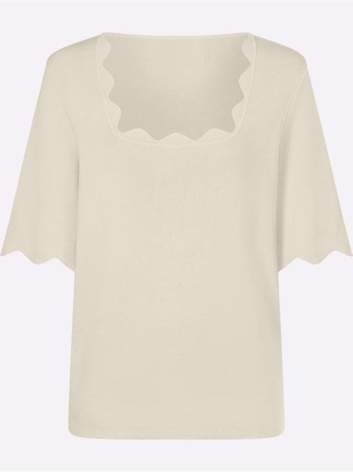 Pull En Tricot Fin Bords Ondulés élégants - Taille Standard - helline - Kiabi