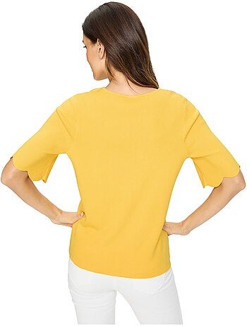 Pull En Tricot Fin Bords Ondulés élégants - Taille Standard - helline