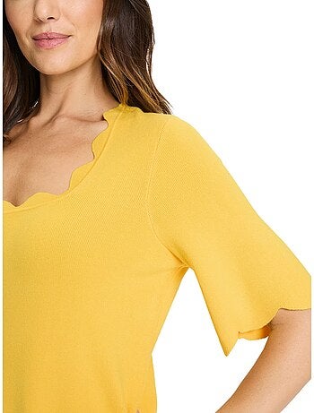 Pull En Tricot Fin Bords Ondulés élégants - Taille Standard - helline