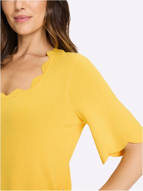 Pull En Tricot Fin Bords Ondulés élégants - Taille Standard - helline - Kiabi