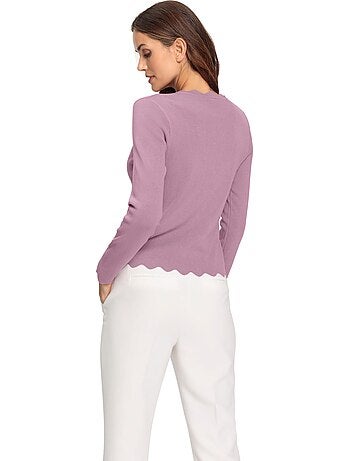 Pull En Tricot Fin Bords Ondulés élégants - Taille Standard - helline