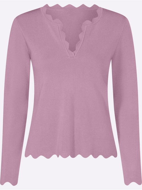 Pull En Tricot Fin Bords Ondulés élégants - Taille Standard - helline - Kiabi