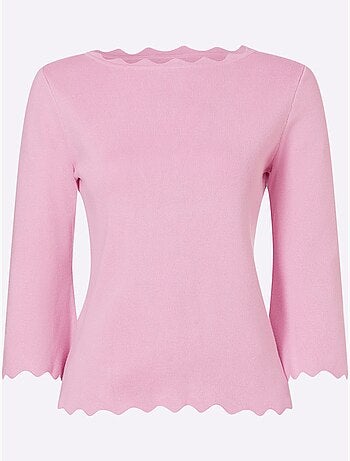 Pull En Tricot Fin Bords Ondulés élégants - Taille Standard - Helline