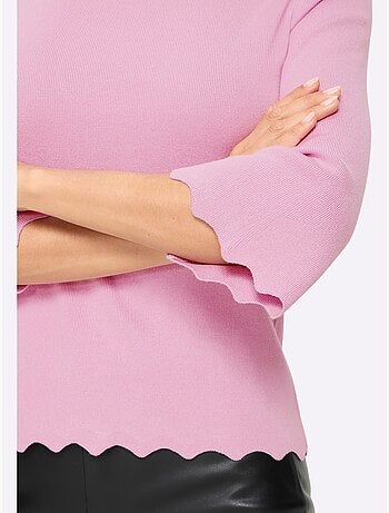 Pull En Tricot Fin Bords Ondulés élégants - Taille Standard - Helline