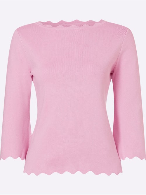 Pull En Tricot Fin Bords Ondulés élégants - Taille Standard - Helline - Kiabi Pull En Tricot Fin Bords Ondulés élégants - Taille Standard - Helline - Kiabi