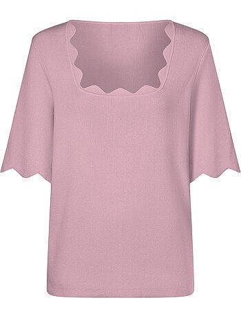 Pull En Tricot Fin Bords Ondulés élégants - Taille Standard - helline