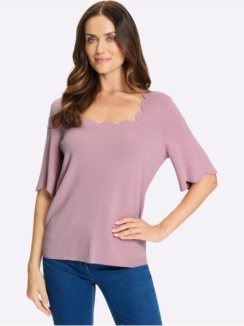 Pull En Tricot Fin Bords Ondulés élégants - Taille Standard - helline - Kiabi