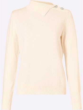 Pull en tricot fin col à revers élégant - taille standard - helline