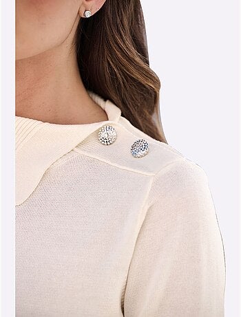Pull en tricot fin col à revers élégant - taille standard - helline