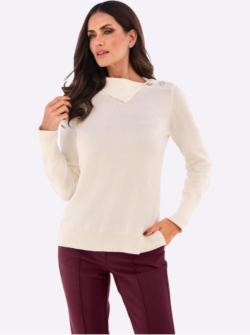 Pull En Tricot Fin Col à Revers élégant - Taille Standard - Helline - Kiabi