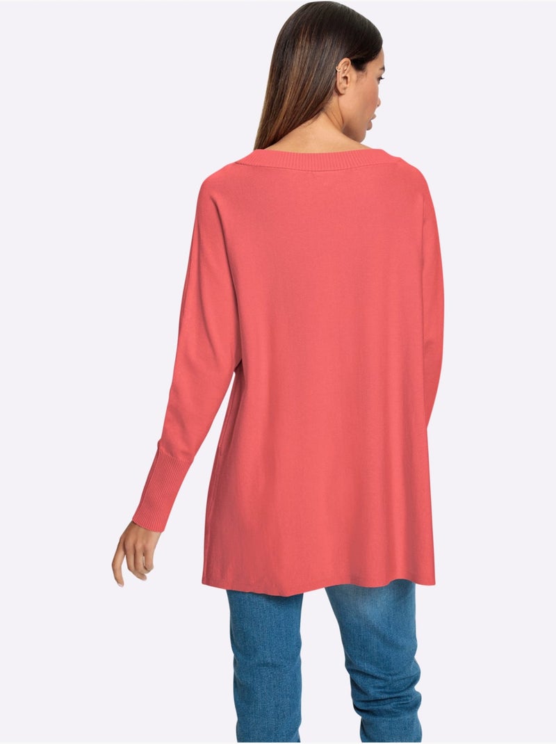 Pull En Tricot Fin Coupe Ample - Taille Standard - helline Corail - Kiabi
