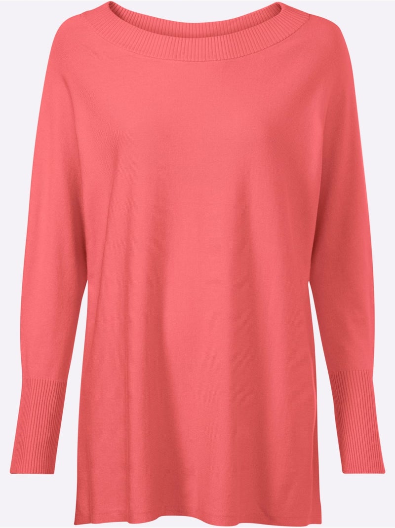 Pull En Tricot Fin Coupe Ample - Taille Standard - helline Corail - Kiabi