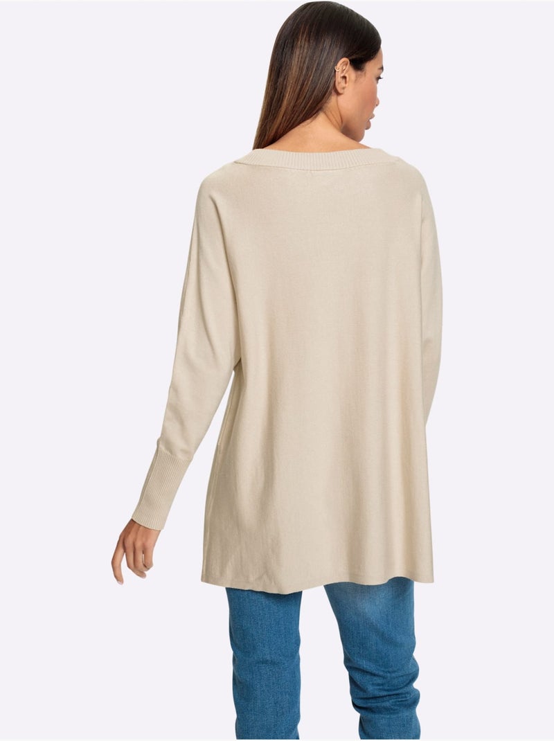 Pull En Tricot Fin Coupe Ample - Taille Standard - Helline Sable - Kiabi