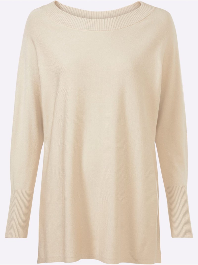 Pull En Tricot Fin Coupe Ample - Taille Standard - Helline Sable - Kiabi