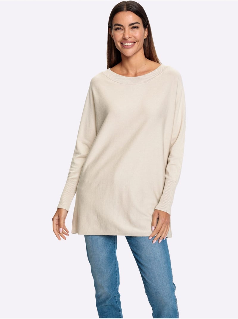 Pull En Tricot Fin Coupe Ample - Taille Standard - Helline Sable - Kiabi