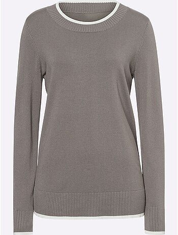 Pull En Tricot Fin Détails Contrastés Décoratifs - Taille Standard - Helline