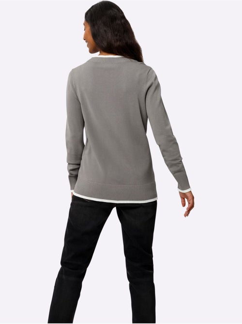 Pull En Tricot Fin Détails Contrastés Décoratifs - Taille Standard - Helline - Kiabi