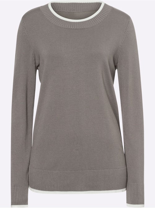Pull En Tricot Fin Détails Contrastés Décoratifs - Taille Standard - Helline - Kiabi