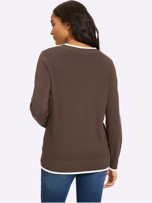 Pull En Tricot Fin Détails Contrastés Décoratifs - Taille Standard - Helline - Kiabi