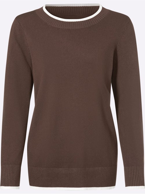 Pull En Tricot Fin Détails Contrastés Décoratifs - Taille Standard - Helline - Kiabi