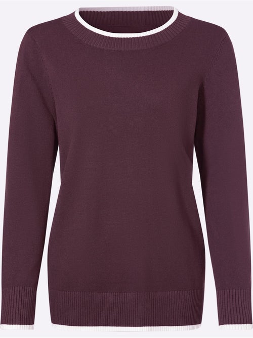 Pull En Tricot Fin Détails Contrastés Décoratifs - Taille Standard - Helline - Kiabi Pull En Tricot Fin Détails Contrastés Décoratifs - Taille Standard - Helline - Kiabi