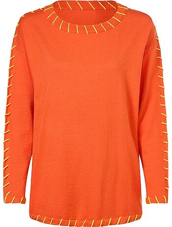 Pull En Tricot Fin Détails Contrastés Décoratifs - Taille Standard - helline