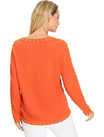 Pull En Tricot Fin Détails Contrastés Décoratifs - Taille Standard - helline