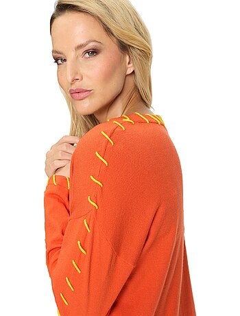 Pull En Tricot Fin Détails Contrastés Décoratifs - Taille Standard - helline