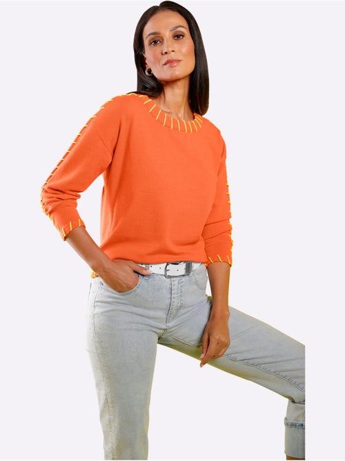 Pull En Tricot Fin Détails Contrastés Décoratifs - Taille Standard - helline - Kiabi