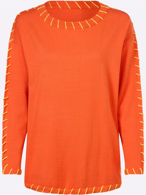 Pull En Tricot Fin Détails Contrastés Décoratifs - Taille Standard - helline - Kiabi