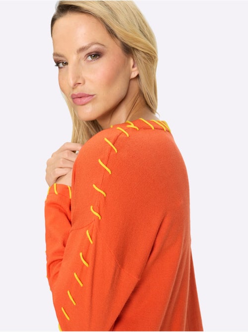 Pull En Tricot Fin Détails Contrastés Décoratifs - Taille Standard - helline - Kiabi