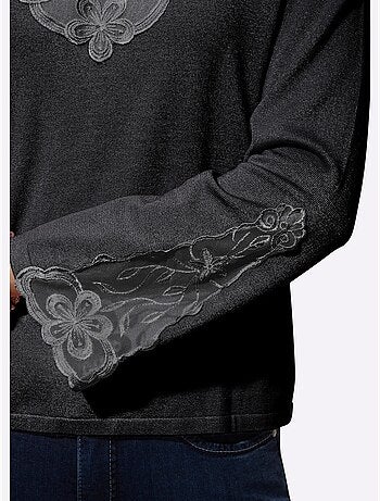 Pull En Tricot Fin Détails élégants En Dentelle - Helline